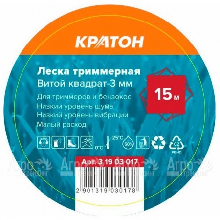 Леска триммерная Кратон Витой квадрат-3 мм в Йошкар-Оле