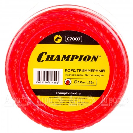 Корд триммерный Champion Twisted Square 3.0мм, 25м (витой квадрат)  в Йошкар-Оле