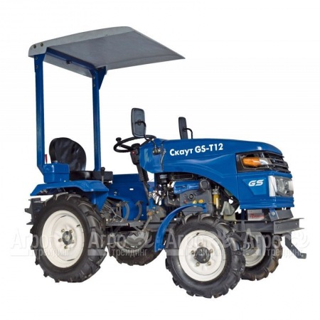 Многофункциональный минитрактор Garden Scout (Скаут) T-12DIF + фреза + двухкорпусный плуг + навес в Йошкар-Оле