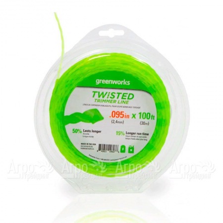 Леска витая 2.4 мм для триммеров GreenWorks GD60LT, GD60BCB, GD82LT, GD82BCB в Йошкар-Оле